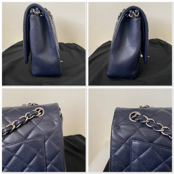 Sold Chanel Navy Caviar Maxi Double Flap bag - Picture 14 of 15